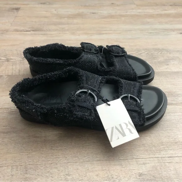 Zara Black Buckle Sandals - Picture 7 of 16